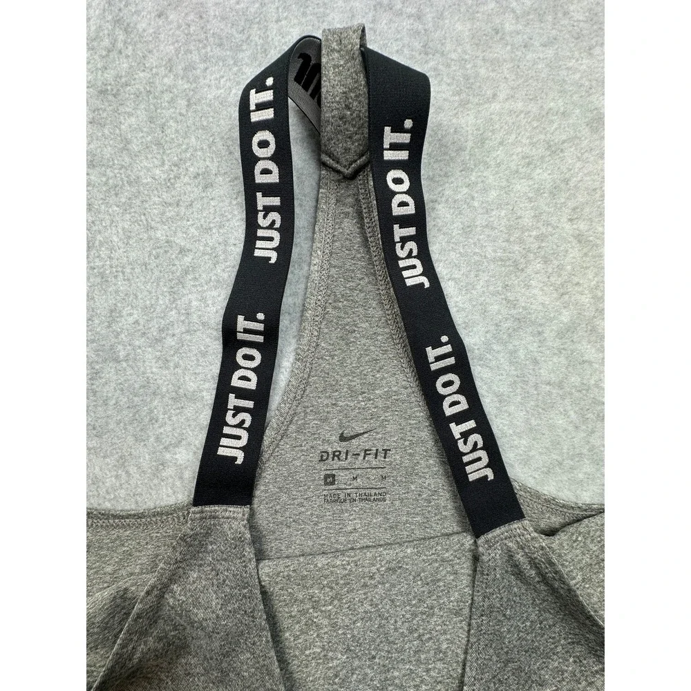 Nike Dri-FIT Just Do It Elastic Strap Racerback Tank Top Gray Womens Medium